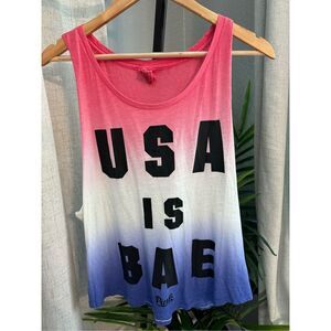 Victoria’s Secret PINK USA Is Bae Red White‎ Blue Tank Top Medium Vtg
